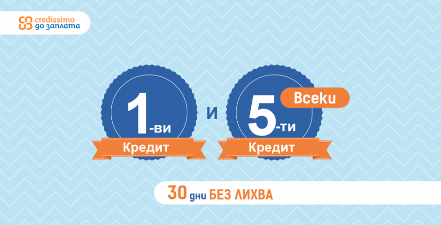 Ново от Credissimo – 0% лихва за всеки 1-ви и 5-и заем
